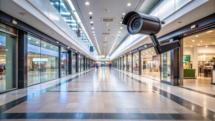 A camera captures footage of a nearly empty shopping mall.