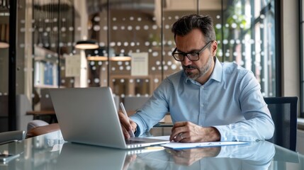 Man Working at Office Desk