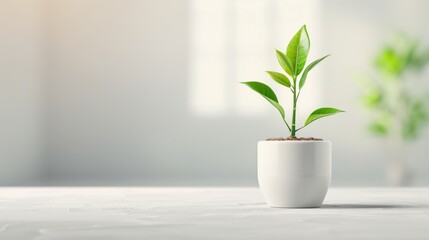 An artistic representation of a growing business concept, featuring a blossoming plant against a neutral backdrop. The image offers space for customization with text or graphics, ideal for