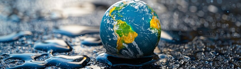 Global Energy Crisis: Earth Globe Depicted as Depleted Fuel Tank Siphoned by Escalating Costs