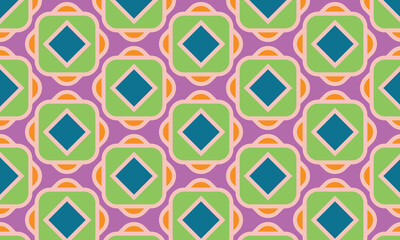 Geometric Harmony: Green and Blue Diamond Pattern