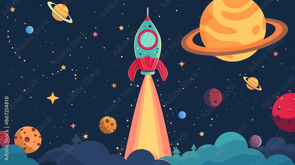 Poster create a colorful learning poster for kids with a theme of space exploration