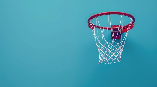 Basketball hoop against a blue wall