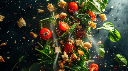 Fresh Salad Explosion with Spinach and Cherry Tomatoes - Generative AI