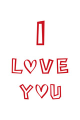 This heartfelt design features 'I love you' in red with heart details and is perfect for wall art, posters and other printables. Perfect for expressing romantic feelings on Valentine's Day or as meani
