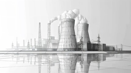 Nuclear Power Plant Sketch: Isolated Abstract Polygona