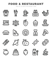 Food and Restaurant Icon Pack 25 Vector Symbols for Web Design.