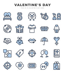 Valentine'S Day icons set for website and mobile site and apps.