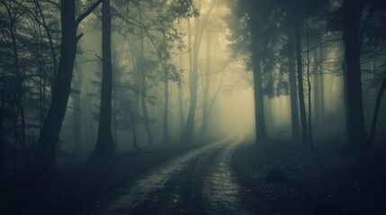 Obraz premium Misty Forest Path Generative AI