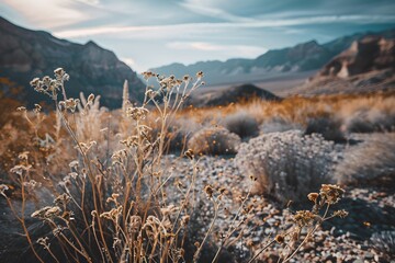 Explore the contrast of harsh and delicate in desert flora., clean background, Photo stock style, clean background, no copyrighted logo, no letters
