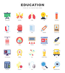 Education web icons in Flat style.
