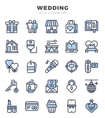 Set of Wedding icons. Vector Illustration.