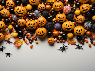 Halloween Skull and Pumpkin Decorations on an isolated background