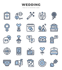 Vector icons set of Wedding. Two Color style Icons.