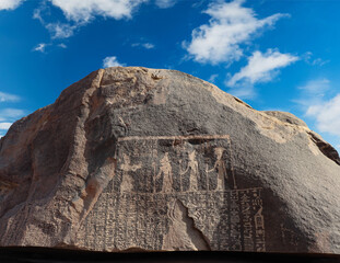 The Famine Stela (inscriptions written in Egyptian hieroglyphs located on Sehel Island in Aswan,...