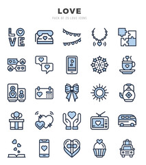 Vector icons set of Love. Two Color style Icons.