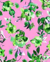 
Allover Design Seamless Vector Multicolored Floral Pattern For Summer Prints Composed On Pink Background