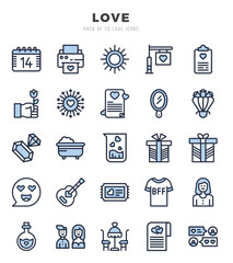 Love Two Color icons collection. 25 icon set. Vector illustration.