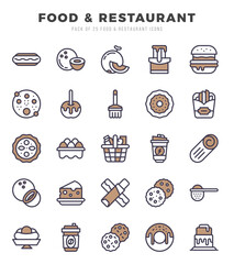 Simple Set of Food and Restaurant Related Vector Two Color Icons.