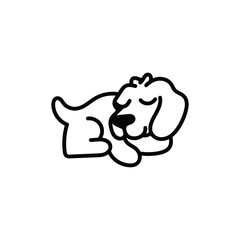 Dog Sleep Line Cute Animal Simplicity Icon Modern Design Logo