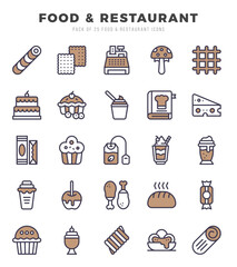 Food and Restaurant elements. Two Color web icon set. Simple vector illustration.
