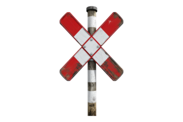 Railroad crossing sign isolated on transparent background