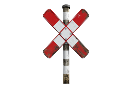Railroad crossing sign isolated on transparent background