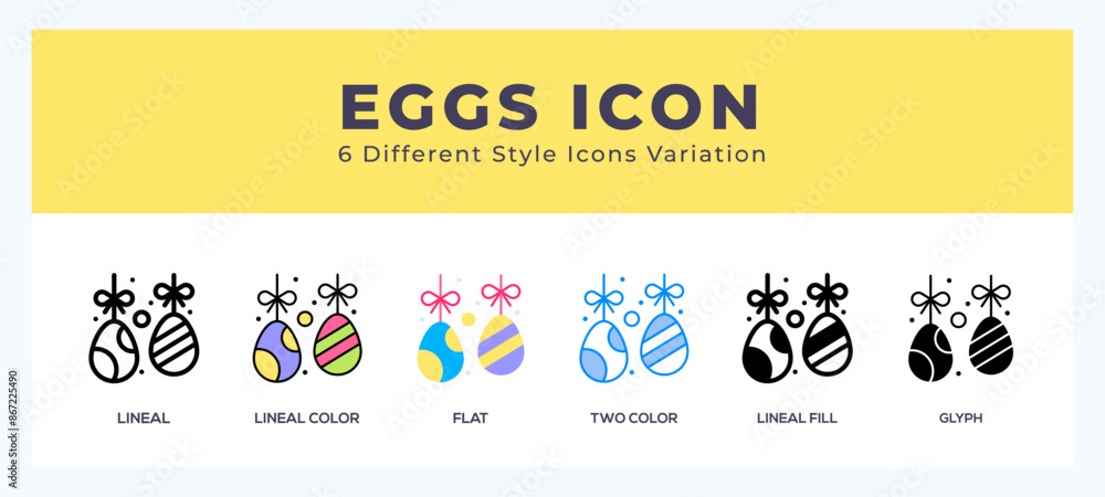Poster eggs icons set. different style of icons simple vector illustration.