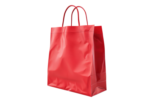 Red shopping bag isolated on transparent background