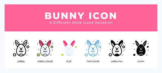 Bunny icon symbol. logo illustration with different styles
