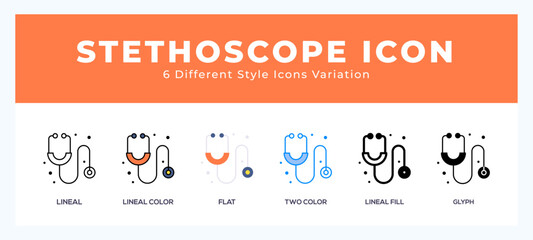 Stethoscope icon set. Design elements for logo