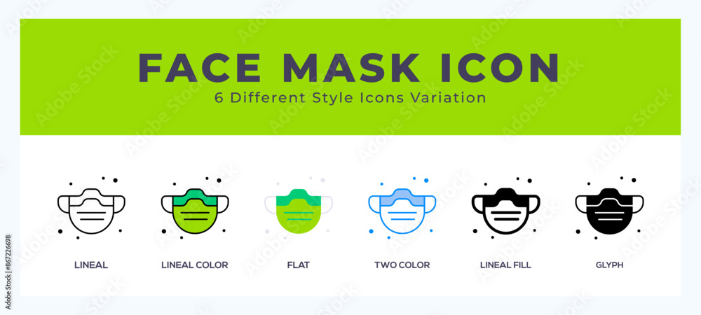 Poster face mask set of simple icons great for web. app. presentation and more.