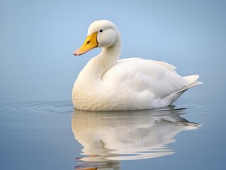 Obraz premium White goose swimming in a lake