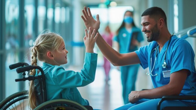 The doctor high-fiving child - Powered by Adobe