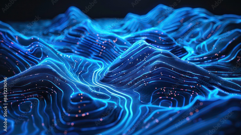 Poster 3d topographic map background concept. topo contour map. rendering abstract illustration. valleys an