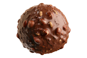 Sweet chocolate hazel nut isolated on transparent background