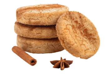 Sweet cookies with cinnamon sugar isolated on transparent background