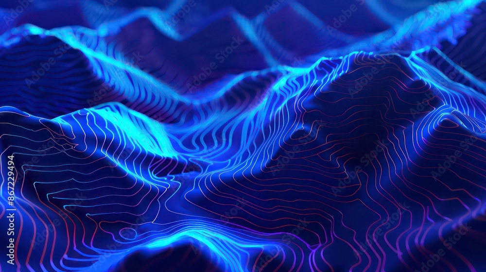 Poster 3d topographic map background concept. topo contour map. rendering abstract illustration. valleys an
