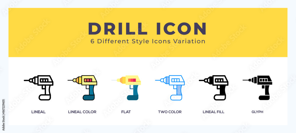 Poster Drill icons set. Different style of icons simple vector illustration.