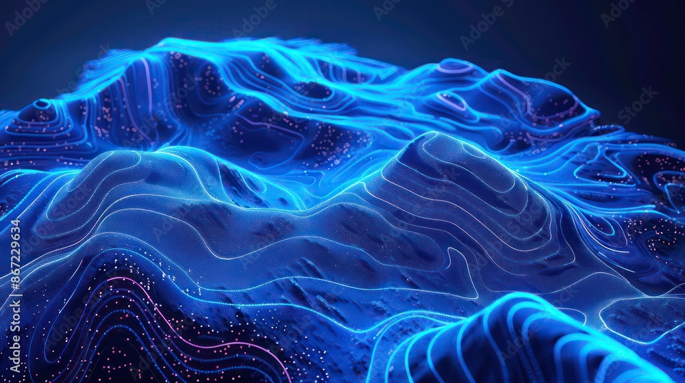 Poster 3d topographic map background concept. topo contour map. rendering abstract illustration. valleys an