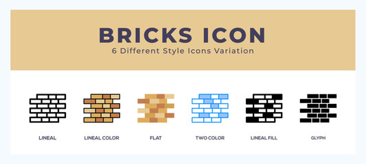Bricks icon symbol. isolated. vector illustration with different styles