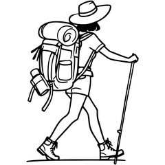 Hiker Hiking Illustration.