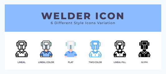 Welder pack of icons. vector illustration.
