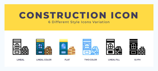 Construction icon set pack vector illustration.