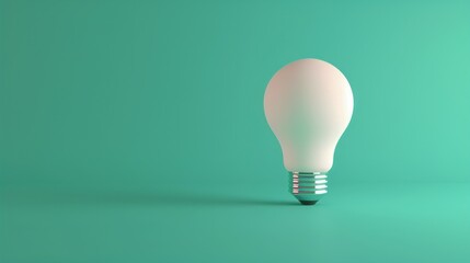 White light bulb on bright green background in pastel colors