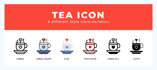 Tea icon symbol. logo illustration with different styles