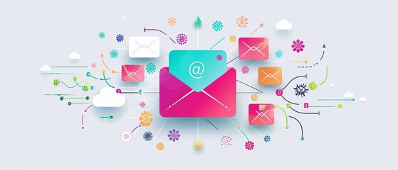 Innovative email marketing automation illustration with creative visuals and comprehensive data, ultrahigh resolution
