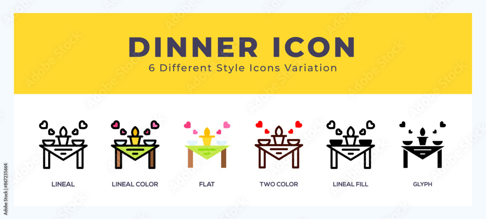 Poster dinner set of vector icon. for web. and mobile app