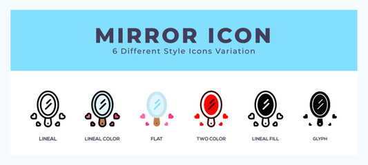 Mirror icons set. Different style of icons simple vector illustration.