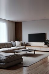 Vertical TV Lounge with Stylish Sofas in Modern Living Room